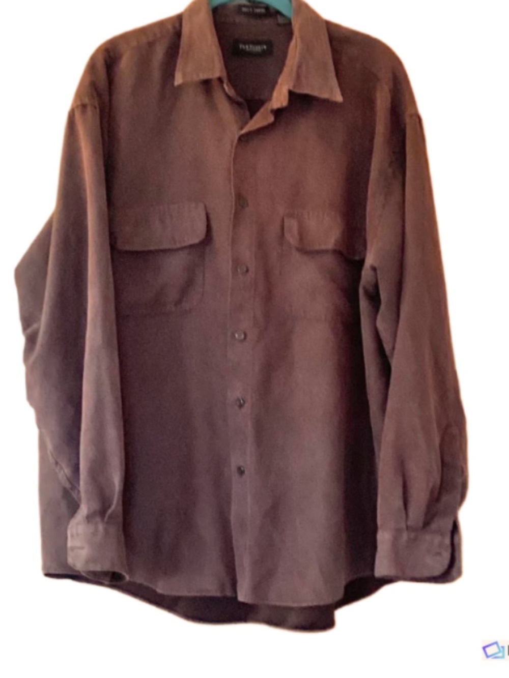 Van Huesen Mens Brown Suede Fabric Shirt, L, 16-16.5